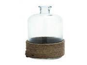 Homely Glass Bottle Flower Vase With Coiled Rope