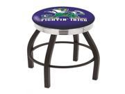 Holland 30 L8B3C Black Wrinkle Notre Dame Leprechaun Swivel Bar Stool with Chrome 2.5 Ribbed Accent Ring