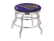 Holland 30 Chrome Double Ring West Virginia University Swivel Bar Stool with 2.5 Ribbed Accent Ring
