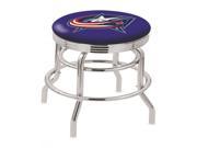 25 L7C3C Chrome Double Ring Columbus Blue Jackets Swivel Bar Stool with 2.5 Ribbed Accent Ring