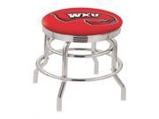 Holland 30 Chrome Double Ring Western Kentucky University Swivel Bar Stool with 2.5 Ribbed Accent Ring