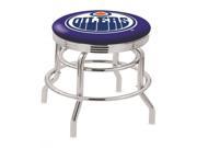 30 L7C3C Chrome Double Ring Edmonton Oilers Swivel Bar Stool with 2.5 Ribbed Accent Ring