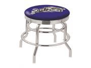Holland Bar Stool 25 L7C3C Chrome Double Ring US Naval Academy NAVY Swivel Bar Stool with 2.5 Ribbed Accent Ring