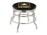 30 L7C3C Chrome Double Ring U.S. Army Swivel Bar Stool with 2.5 Ribbed Accent Ring