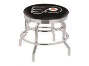 25 L7C3C Chrome Double Ring Philadelphia Flyers Swivel Bar Stool with 2.5 Ribbed Accent Ring