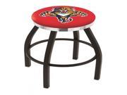 30 L8B2C NHL Black Wrinkle Florida Panthers Logo Swivel Bar Stool with Chrome Accent Ring
