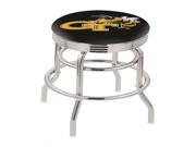 Holland Bar Stool 30 L7C3C Chrome Double Ring Georgia Tech Swivel Bar Stool with 2.5 Ribbed Accent Ring