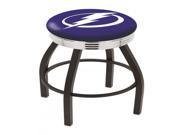 25 L8B3C Black Wrinkle Tampa Bay Lightning Swivel Bar Stool with Chrome 2.5 Ribbed Accent Ring