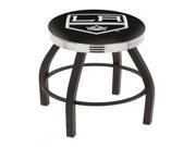 30 L8B3C NHL Black Wrinkle Los Angeles Kings Logo Swivel Bar Stool with Chrome 2.5 Ribbed Accent Ring