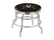 Holland Bar Stool 25 L7C3C Chrome Double Ring Vanderbilt Swivel Bar Stool with 2.5 Ribbed Accent Ring