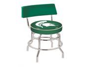 Holland 25 Chrome Double Ring Michigan University State Swivel Bar Stool with a Back