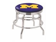 Holland Bar Stool 25 L7C3C Chrome Double Ring Michigan Swivel Bar Stool with 2.5 Ribbed Accent Ring