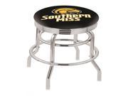 30 L7C3C Chrome Double Ring Southern Miss Swivel Bar Stool with 2.5 Ribbed Accent Ring