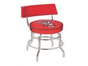 25 L7C4 Chrome Double Ring Sports Team Wisconsin Badger Swivel Logo Bar Stool with Back