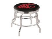 Holland 25 Chrome Double Ring Washington State University Swivel Bar Stool with 2.5 Ribbed Accent Ring