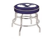 Holland Bar Stool 25 L7C1 4 Brigham Young Cushion Seat with Double Ring Chrome Base Swivel Bar Stool