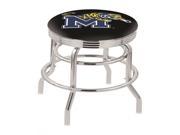 Holland Bar Stool 25 L7C3C Chrome Double Ring Memphis Swivel Bar Stool with 2.5 Ribbed Accent Ring