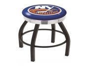 25 L8B3C Black Wrinkle New York Islanders Swivel Bar Stool with Chrome 2.5 Ribbed Accent Ring