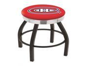 25 L8B3C Black Wrinkle Montreal Canadiens Swivel Bar Stool with Chrome 2.5 Ribbed Accent Ring