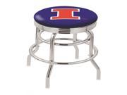 30 L7C3C Chrome Double Ring Illinois Swivel Bar Stool with 2.5 Ribbed Accent Ring