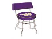 25 L7C4 Chrome Double Ring Sports Team Washington Swivel Logo Bar Stool with Back