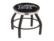 25 L8B3C Black Wrinkle Memphis Swivel Bar Stool with Chrome 2.5 Ribbed Accent Ring