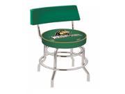 25 L7C4 Chrome Double Ring Sports Team Wright State Swivel Logo Bar Stool with Back