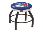 25 L8B3C Black Wrinkle New York Rangers Swivel Bar Stool with Chrome 2.5 Ribbed Accent Ring