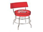25 L7C4 Chrome Double Ring Ohio State Swivel Bar Stool with a Back