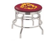 Holland Bar Stool 30 L7C3C Chrome Double Ring Arizona State Swivel Bar Stool with 2.5 Ribbed Accent Ring