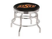 25 L7C3C Chrome Double Ring Oklahoma State Swivel Bar Stool with 2.5 Ribbed Accent Ring