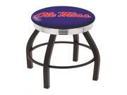 25 L8B3C Black Wrinkle Ole Miss Swivel Bar Stool with Chrome 2.5 Ribbed Accent Ring