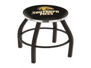 25 L8B2C Black Wrinkle Southern Miss Swivel Bar Stool with Chrome Accent Ring