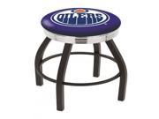30 L8B3C NHL Black Wrinkle Edmonton Oilers Logo Swivel Bar Stool with Chrome 2.5 Ribbed Accent Ring