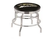 Holland 30 Chrome Double Ring Western Michigan University Swivel Bar Stool with 2.5 Ribbed Accent Ring