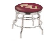Holland Bar Stool 30 L7C3C Chrome Double Ring Florida State Script Swivel Bar Stool with 2.5 Ribbed Accent Ring