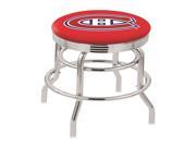 25 L7C3C Chrome Double Ring Montreal Canadiens Swivel Bar Stool with 2.5 Ribbed Accent Ring