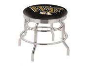 Holland 25 Chrome Double Ring Wake Forest University Swivel Bar Stool with 2.5 Ribbed Accent Ring