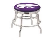 Holland Bar Stool 25 L7C3C Chrome Double Ring Kansas State Swivel Bar Stool with 2.5 Ribbed Accent Ring
