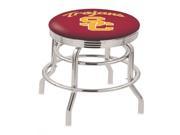 Holland Bar Stool 30 L7C3C Chrome Double Ring USC Trojans Swivel Bar Stool with 2.5 Ribbed Accent Ring