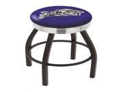 25 L8B3C Black Wrinkle US Naval Academy NAVY Swivel Bar Stool with Chrome 2.5 Ribbed Accent Ring