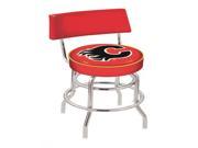 30 L7C4 Chrome Double Ring Calgary Flames Swivel Bar Stool with a Back