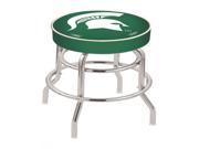 Holland Bar Stool 25 L7C1 4 Michigan State Cushion Seat with Double Ring Chrome Base Swivel Bar Stool