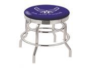 30 L7C3C Chrome Double Ring U.S. Air Force Swivel Bar Stool with 2.5 Ribbed Accent Ring