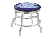 Holland Bar Stool 25 L7C3C Chrome Double Ring North Carolina Swivel Bar Stool with 2.5 Ribbed Accent Ring