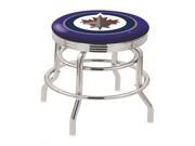 30 L7C3C Chrome Double Ring Winnipeg Jets Swivel Bar Stool with 2.5 Ribbed Accent Ring