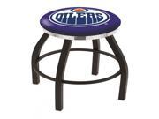30 L8B2C NHL Black Wrinkle Edmonton Oilers Logo Swivel Bar Stool with Chrome Accent Ring