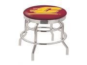 Holland Bar Stool 30 L7C3C Chrome Double Ring Central Michigan Swivel Bar Stool with 2.5 Ribbed Accent Ring