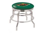 30 L7C3C Chrome Double Ring Minnesota Wild Swivel Bar Stool with 2.5 Ribbed Accent Ring
