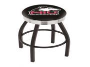 30 L8B3C Black Wrinkle Northern Illinois Swivel Bar Stool with Chrome 2.5 Ribbed Accent Ring